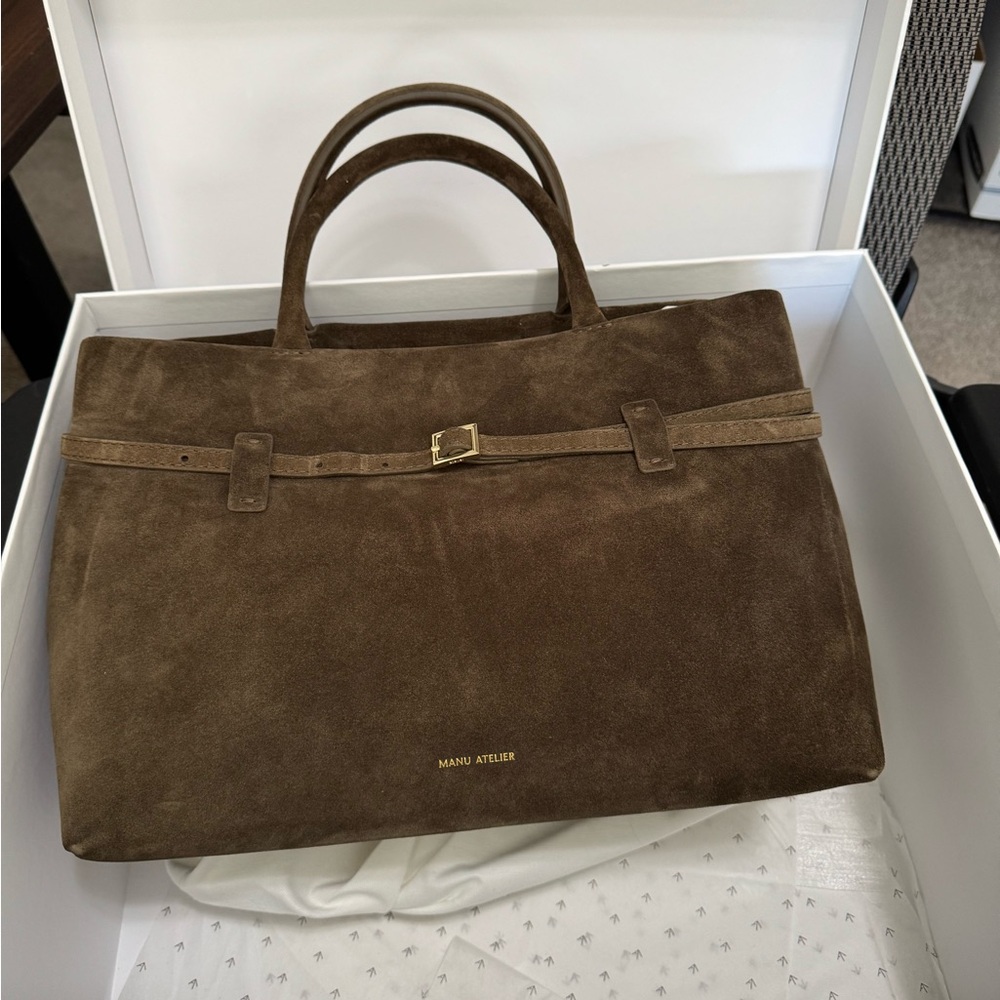 Manu Atelier Le Cambon Tobacco Green Suede Bag